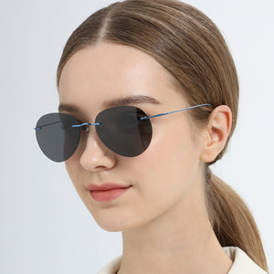 FONEX Titan Randlose Sonnenbrille Männer Ultraleichte Koreanische Rahmenlose Schraubenlose Pilot Aviador Polarisierte Sonnenbrille für Frauen F85695