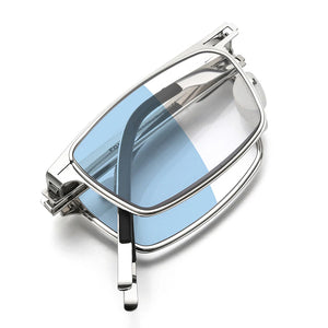 FONEX Photochrome Blau Folding Lesebrille Männer Frauen Tragbare Hyperopie Schraubenlose Anti Blau Blocking Reader Brillen LH016