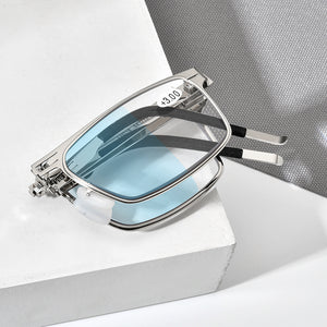FONEX Photochrome Blau Folding Lesebrille Männer Frauen Tragbare Hyperopie Schraubenlose Anti Blau Blocking Reader Brillen LH016